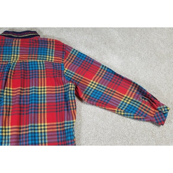 CM Company Brand Long Sleeve Button Up Red Plaid Casual Shirt Women's Size Large - Picture 9 of 9